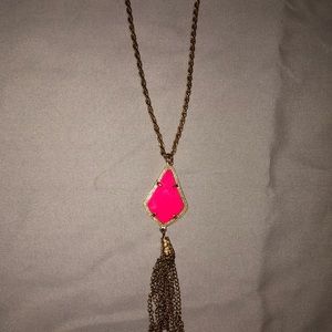 Francesca’s pink and gold tassel necklace